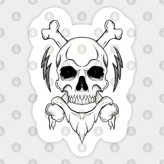 Stipple Skull Crossbones Sticker by Joebarondesign